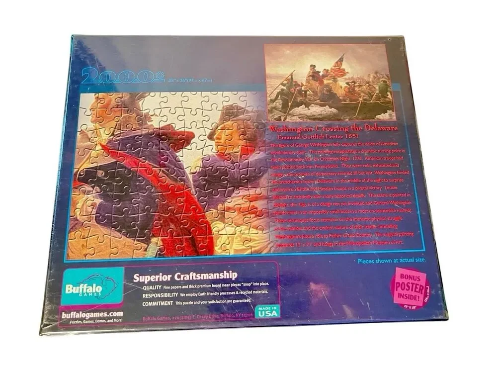 New Sealed Buffalo Games 2000 Piece Jigsaw Puzzle Washington Crossing The Delawa